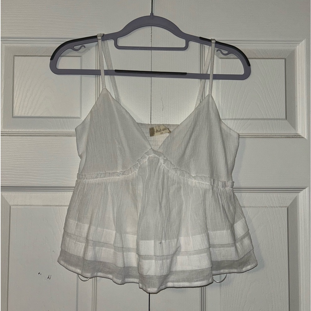 Altar’d State - White Cropped Spaghetti Strap Top